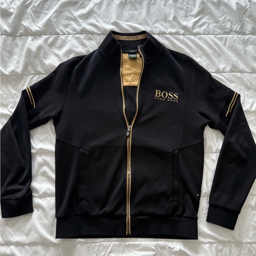 BOSS Black and Gold Zip-Up Jacket